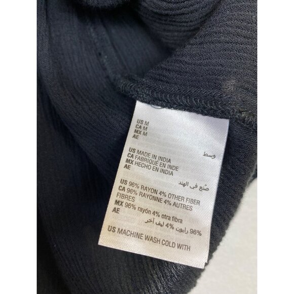 Style & Co Black Long-Sleeve Button Up Tunic Top Medium Boho Western Prairie Y2K - Picture 5 of 7